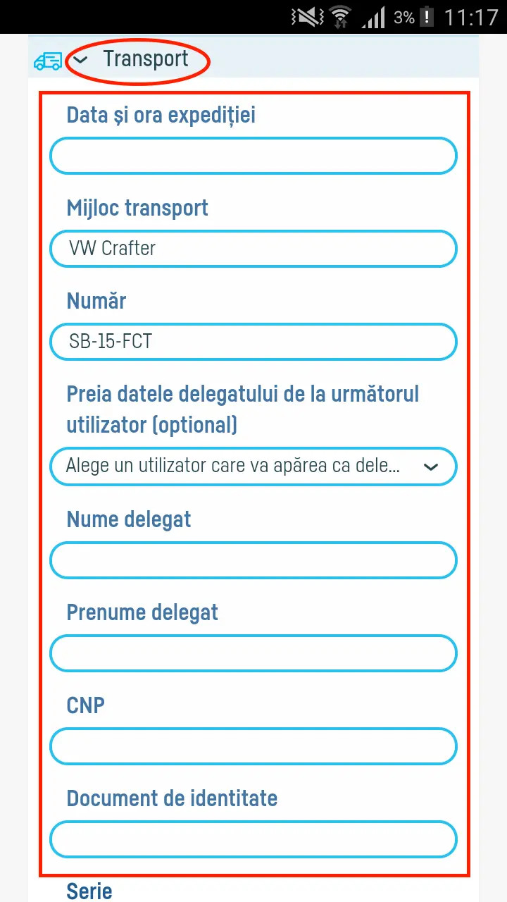Cum adaug datele privind expediția pe factură? - pasul 1